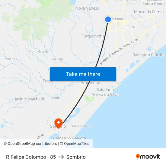 R.Felipe Colombo - 85 to Sombrio map
