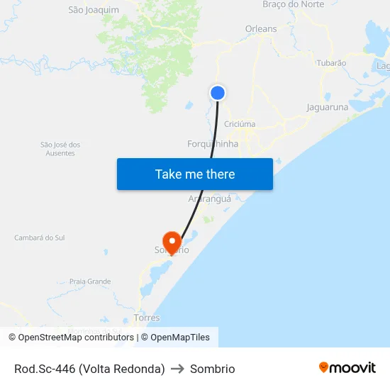 Rod.Sc-446 (Volta Redonda) to Sombrio map