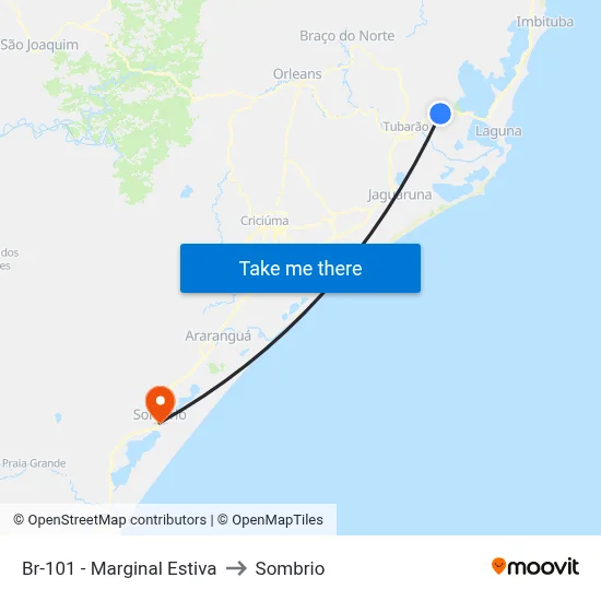 Br-101 - Marginal Estiva to Sombrio map