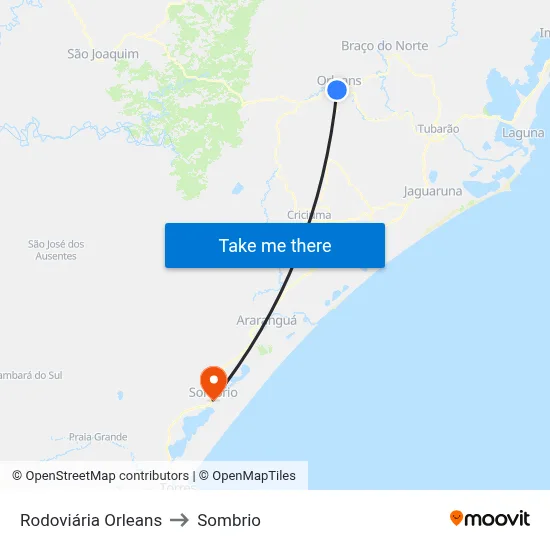 Rodoviária Orleans to Sombrio map