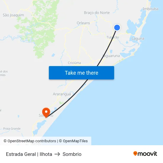 Estrada Geral | Ilhota to Sombrio map
