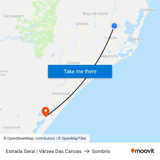 Estrada Geral | Várzea Das Canoas to Sombrio map