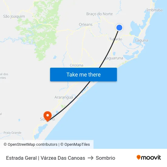 Estrada Geral | Várzea Das Canoas to Sombrio map