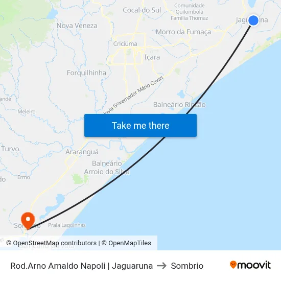 Rod.Arno Arnaldo Napoli | Jaguaruna to Sombrio map