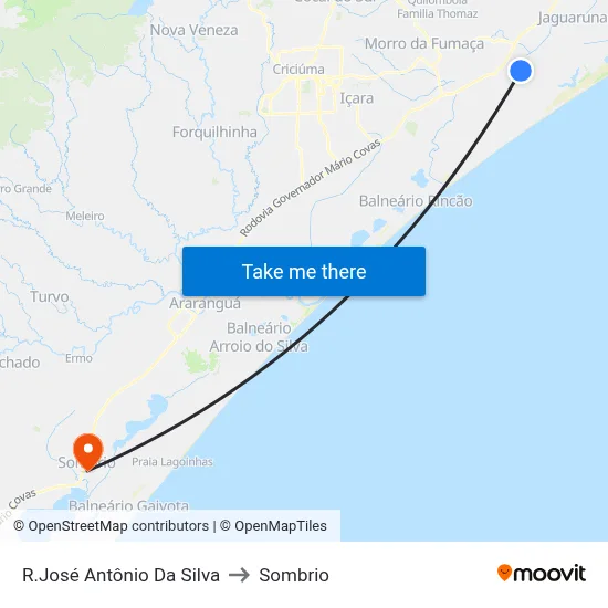 R.José Antônio Da Silva to Sombrio map