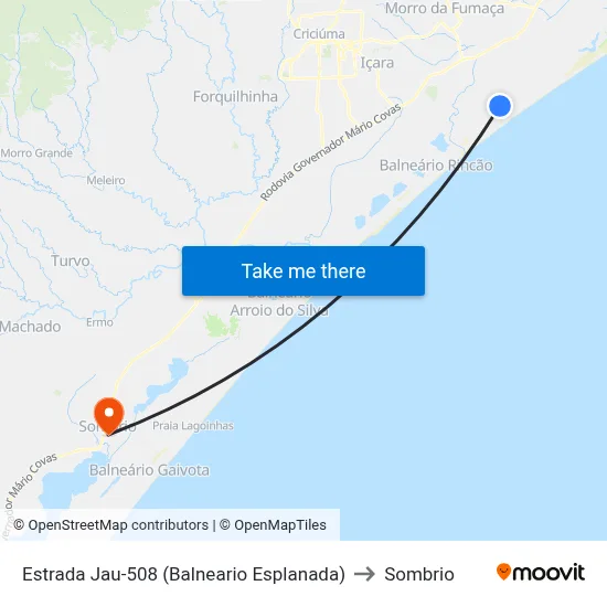 Estrada Jau-508 (Balneario Esplanada) to Sombrio map