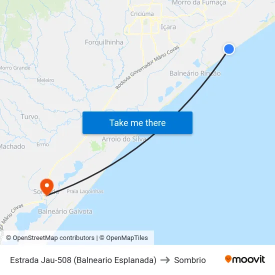 Estrada Jau-508 (Balneario Esplanada) to Sombrio map