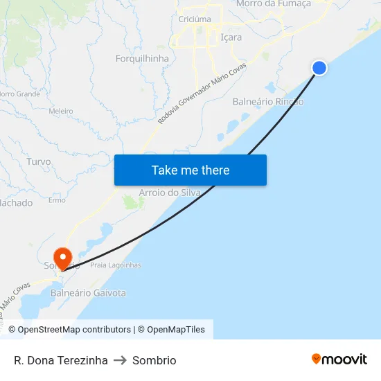 R. Dona Terezinha to Sombrio map