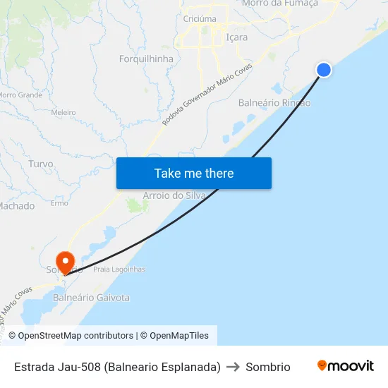 Estrada Jau-508 (Balneario Esplanada) to Sombrio map