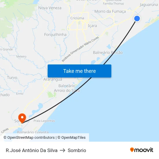 R.José Antônio Da Silva to Sombrio map