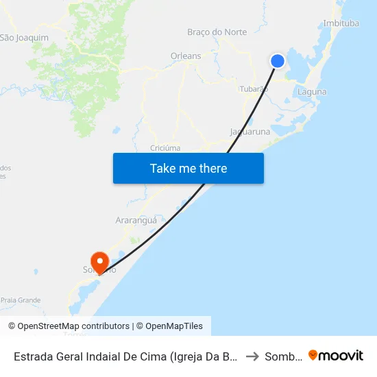 Estrada Geral Indaial De Cima (Igreja Da Barranca) to Sombrio map