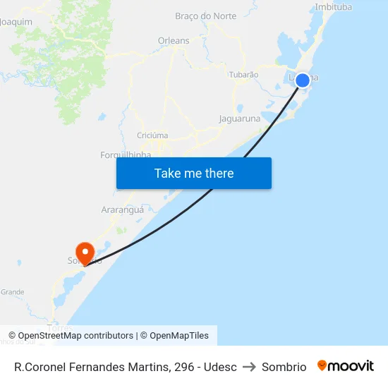 R.Coronel Fernandes Martins, 296 - Udesc to Sombrio map