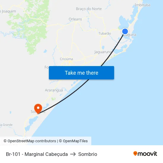 Br-101 - Marginal Cabeçuda to Sombrio map