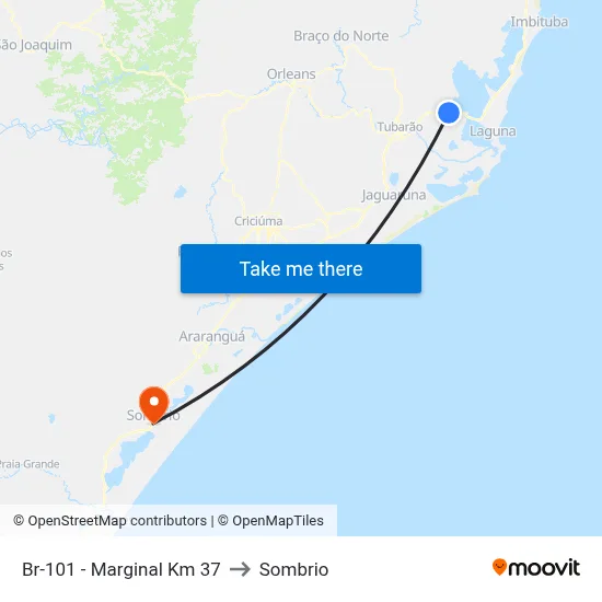 Br-101 - Marginal Km 37 to Sombrio map