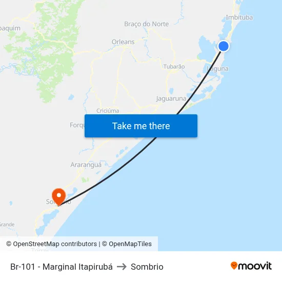 Br-101 - Marginal Itapirubá to Sombrio map