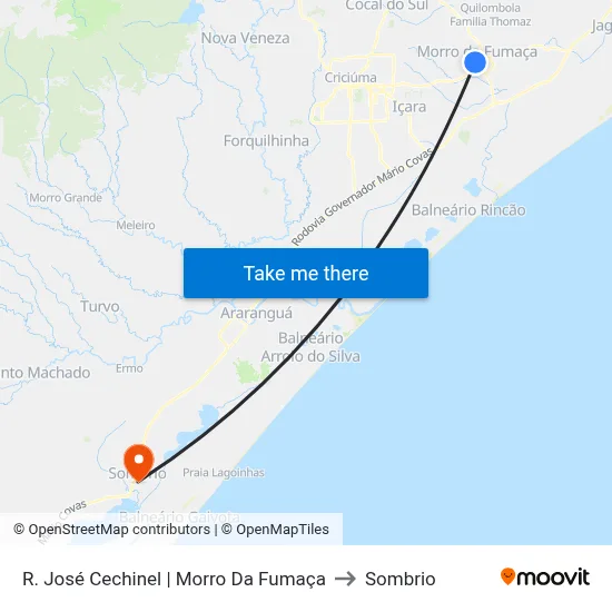 R. José Cechinel  |  Morro Da Fumaça to Sombrio map