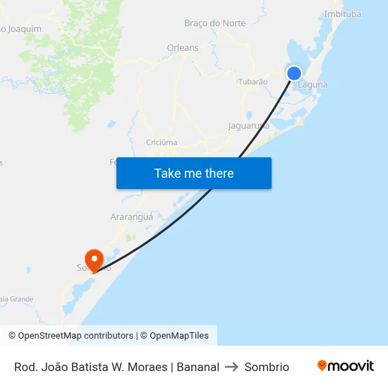 Rod. João Batista W. Moraes | Bananal to Sombrio map