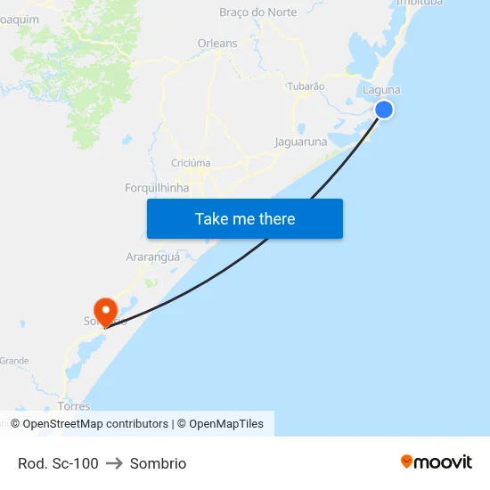 Rod. Sc-100 to Sombrio map