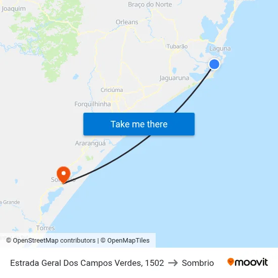 Estrada Geral Dos Campos Verdes, 1502 to Sombrio map