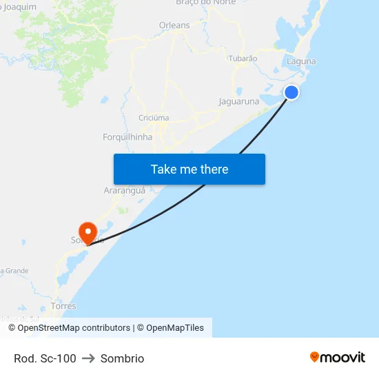 Rod. Sc-100 to Sombrio map