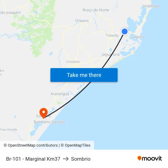 Br-101 - Marginal Km37 to Sombrio map