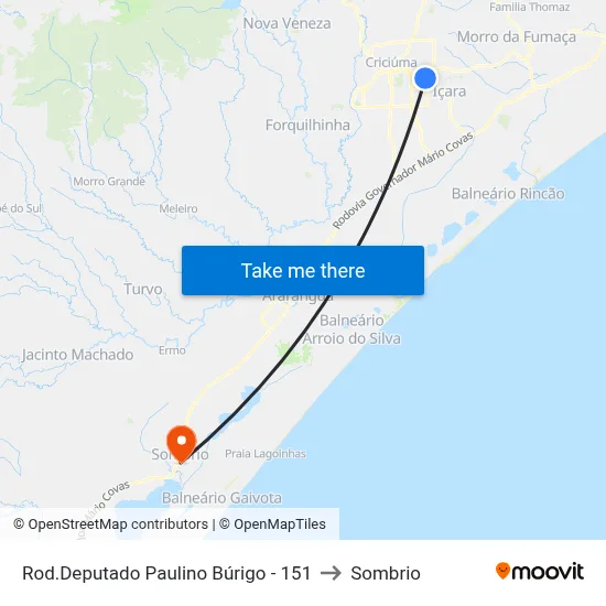 Rod.Deputado Paulino Búrigo - 151 to Sombrio map