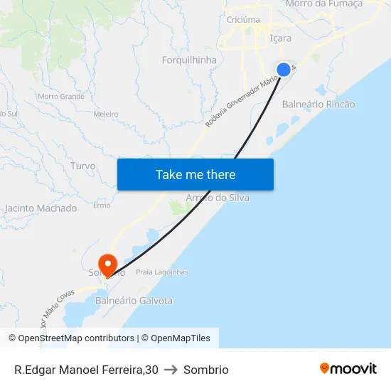 R.Edgar Manoel Ferreira,30 to Sombrio map