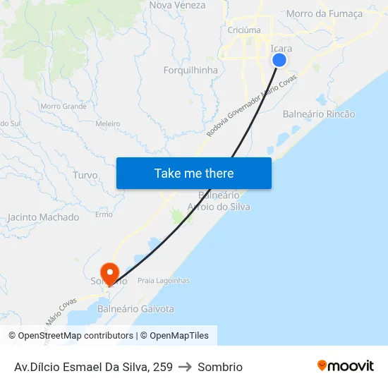 Av.Dílcio Esmael Da Silva, 259 to Sombrio map