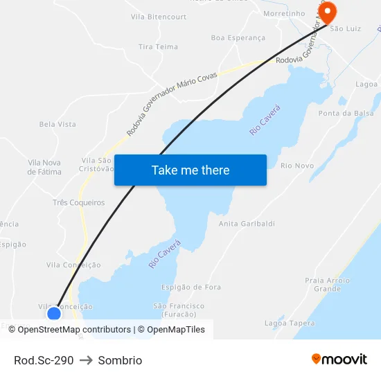 Rod.Sc-290 to Sombrio map