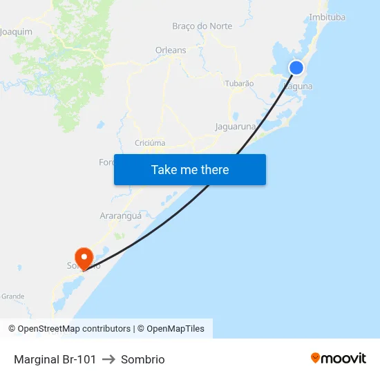 Marginal Br-101 to Sombrio map