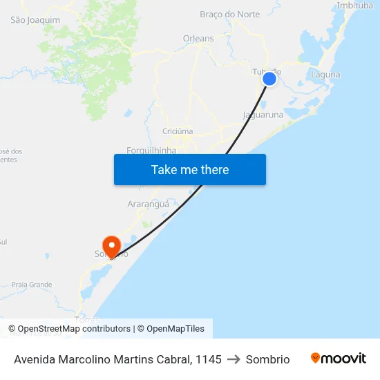 Avenida Marcolino Martins Cabral, 1145 to Sombrio map