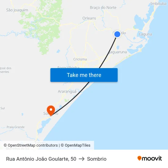 Rua Antônio João Goularte, 50 to Sombrio map