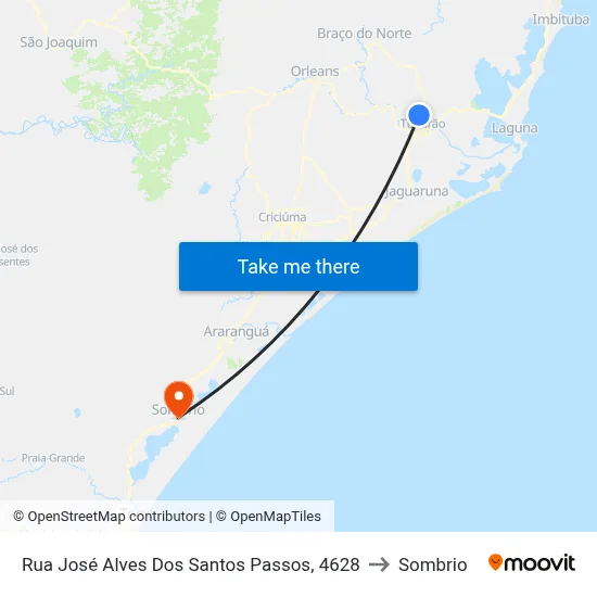 Rua José Alves Dos Santos Passos, 4628 to Sombrio map