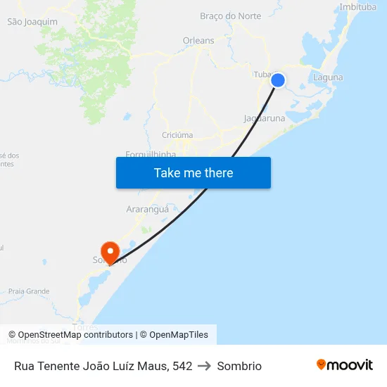 Rua Tenente João Luíz Maus, 542 to Sombrio map