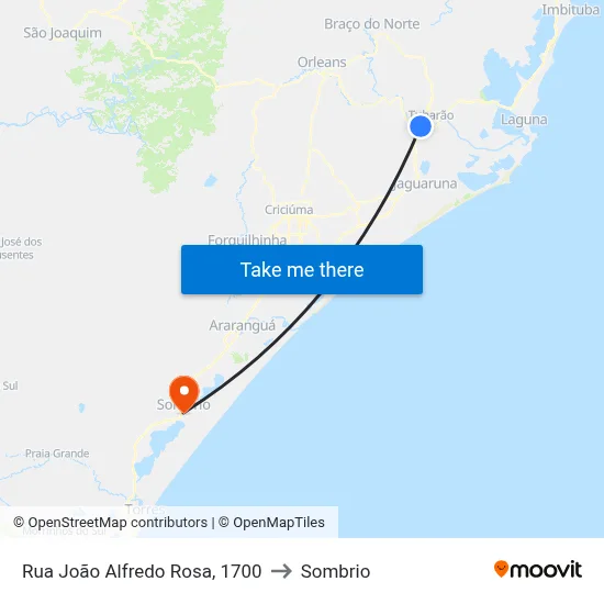 Rua João Alfredo Rosa, 1700 to Sombrio map