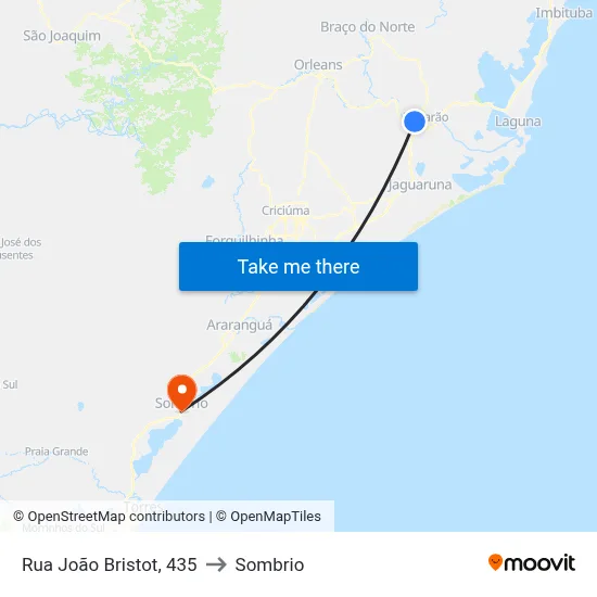 Rua João Bristot, 435 to Sombrio map