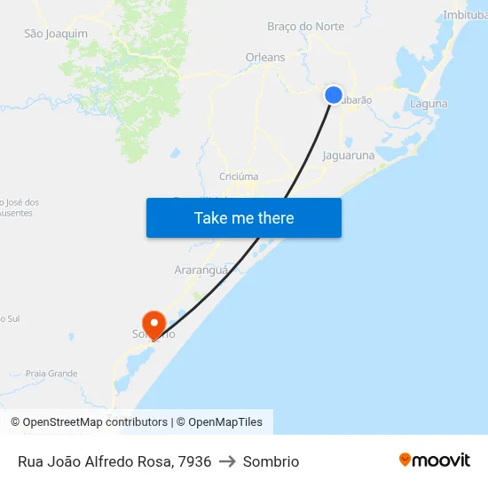 Rua João Alfredo Rosa, 7936 to Sombrio map