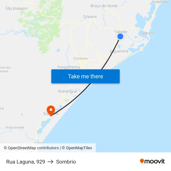 Rua Laguna, 929 to Sombrio map