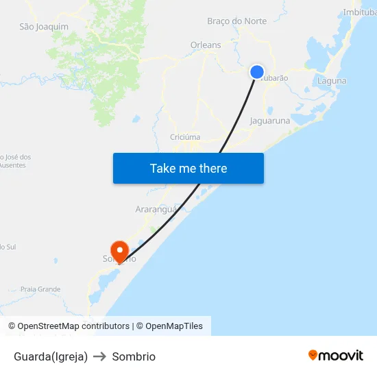 Guarda(Igreja) to Sombrio map
