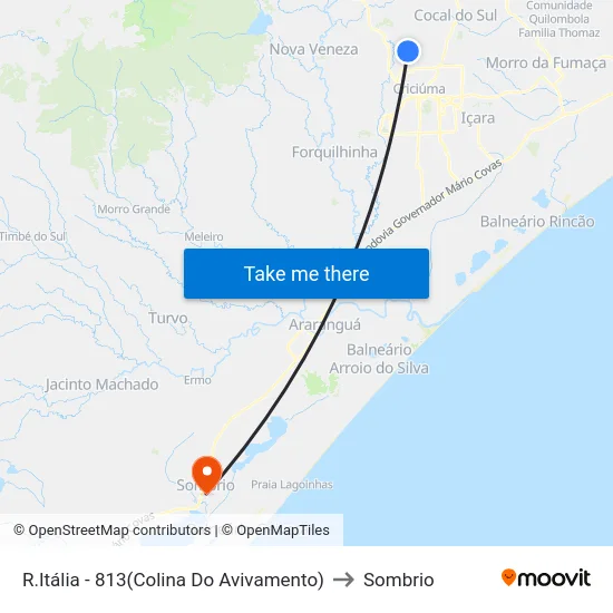 R.Itália - 813(Colina Do Avivamento) to Sombrio map