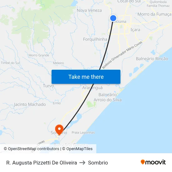 R. Augusta Pizzetti De Oliveira to Sombrio map