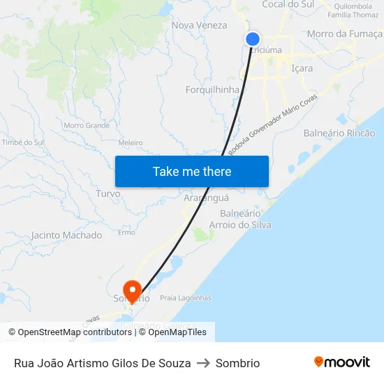 Rua João Artismo Gilos De Souza to Sombrio map
