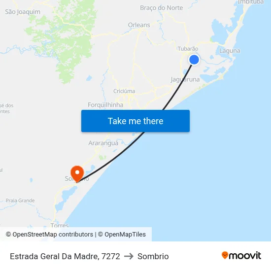 Estrada Geral Da Madre, 7272 to Sombrio map