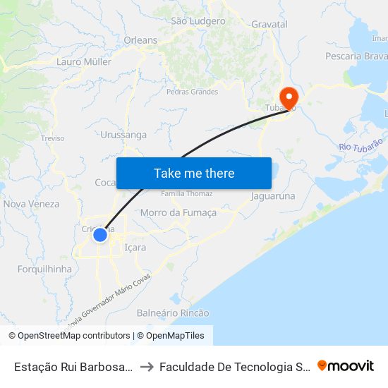 Estação Rui Barbosa - 25 to Faculdade De Tecnologia Senac map