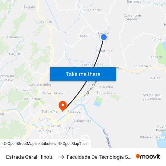 Estrada Geral | Ilhotinha to Faculdade De Tecnologia Senac map