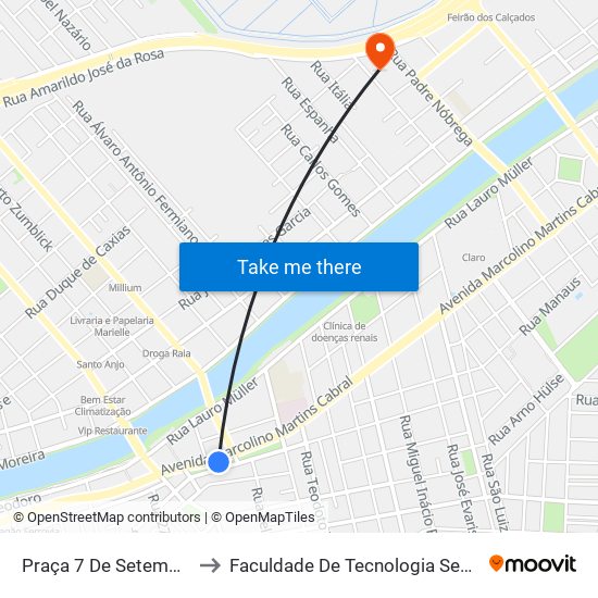 Praça 7 De Setembro to Faculdade De Tecnologia Senac map