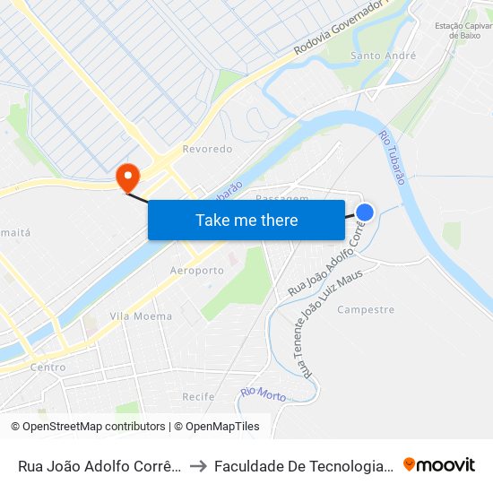 Rua João Adolfo Corrêa, 444 to Faculdade De Tecnologia Senac map