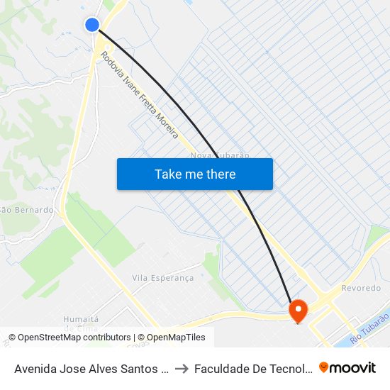Avenida Jose Alves Santos Passos, 4714 to Faculdade De Tecnologia Senac map