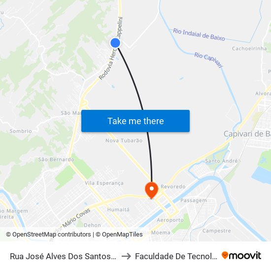 Rua José Alves Dos Santos Passos, 7577 to Faculdade De Tecnologia Senac map