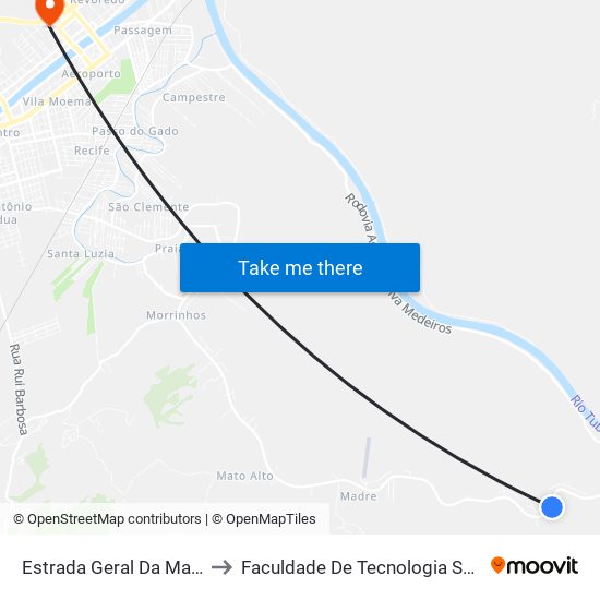 Estrada Geral Da Madre to Faculdade De Tecnologia Senac map